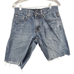 Helix Mens Relaxed Boot Cut Cutoff Jean Shorts Blue Size 29 Denim Distressed